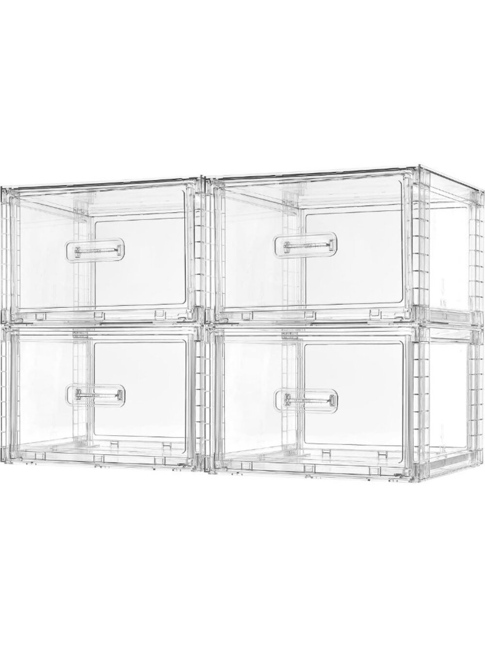 Clear Stackable Storage Drawers - 4 Pack, 15QT Medium Closet Organizers